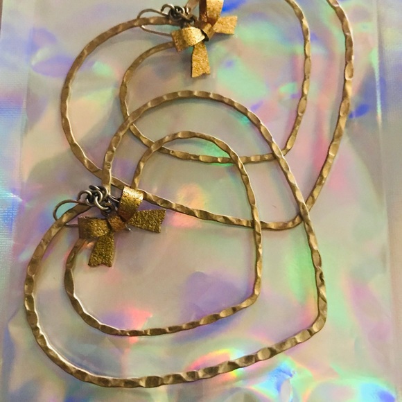 Big heart hoop bow gold earrings Betsey Johnson vintage y2k...
